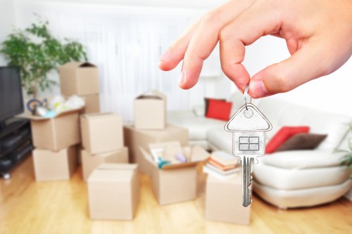 Business relocation with a moving van in Brompton