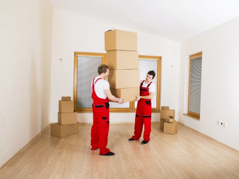 Office removals materials and labelled boxes ready for a Brompton business move